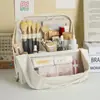 Bolsa de Maquillaje Ligera Se Puede Colgar y Desmontar de la Maleta, Superficie de Cuero Impermeable, Portátil para Viaje, Apilable, Bolsa de Almacenamiento de Artículos de Tocador y Maquillaje de Lujo