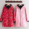 Moda Inverno Roupa Anti-incrustante Quente Manga Comprida Forrada com Lã Macacão Avental Feminino Doméstico Cozinha Casaco Espessado Roupa de Trabalho