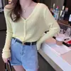 Cárdigan blanco con falda de tirantes, chaqueta fina para mujer, prenda exterior de protección solar de verano, top de punto de seda helada
