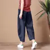 Calça Larga de Linho de Algodão Pequeno Feminina 2023 Verão Novo Folga Tamanho Grande All-match Linho Calça Casual de Nove Pontos para Uso Externo