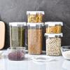 Frasco Sellado de Grado Alimenticio, Botella Cuadrada de Plástico para Almacenar Granos de Té y Café, Frasco para Granos de Cocina con Tapa para Sellar y Conservar