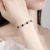 Moda Coreana Pulsera de Trébol de Cuatro Hojas de la Suerte con Ónice Negro para Mujer Pulsera Exquisita de Ins Joyería en Vivo Regalo de Vacaciones