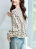 Camisa Floral Jardim Crepuscular Feminina Manga Longa 2026 Primavera e Outono Novo Estilo Estilo Pastoral Top Solto Casual Camisa Gola Redonda