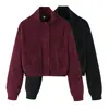 Z Estilo Europeu e Americano Transfronteiriço 2026 Nova Moda Elegante Roupas Femininas Atacado Jaqueta Gola Alta Efeito Camurça 8372286