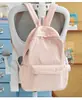 Mochila de estilo coreano, minimalista, de color liso con diseño de lazo, gran capacidad, adecuada para estudiantes, uso casual y para ir al trabajo.