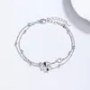 Pulseira de Trevo de Quatro Folhas em Formato de Coração para Mulheres, Pulseira de Prata 925, Joia de Nicho de Luxo Leve, Pulseira de Zircônia de Alto Padrão Estilo Ins