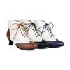 Botas Martin versátiles de gran tamaño para otoño e invierno, botines de cuero con cordones, punta redonda, suela de goma, antideslizantes, con bloques de color, tacón alto grueso