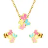 Conjunto Popular Transfronterizo de Collar y Aretes de Mariposa, Collar con Colgante de Mariposa Pequeña Dulce y Colorido, Conjunto de Joyería de Acero Inoxidable