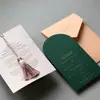 Invitaciones de Boda Personalizadas con Relieve de Fábrica, Set de Invitación Decorado con Borla, Bodas, Festivales y Eventos de Negocios