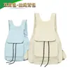 Mochila Pequena Casual Estilo Coreano Transfronteiriça, Bolsa de Viagem Artística e Fresca, Mochila para Estudante Universitário, Bolsa Versátil Leve com Cordão