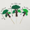 Enchufe para Pastel de Cumpleaños de Árbol del Bosque Verde Azul Amarillo Fieltro Árbol Mori Decoración para Hornear Tarjeta de Mesa de Postre