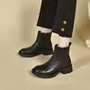 Botines de cuero suave, tacón plano, punta redonda, suela gruesa para mujer, nueva colección otoño/invierno 2026, tacón grueso, suela suave, botines individuales versátiles, botines estilo Martin con forro de felpa