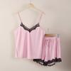 Pijamas Europeus e Americanos de Alta Qualidade Transfronteiriços, Pijama de Alcinha Sexy Fino de Verão, Conjunto de Duas Peças, Roupa de Casa com Acabamento em Renda
