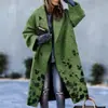 2026 Nuevo Cruce de Fronteras Europeo y Americano Otoño Comercio Exterior Ropa de Mujer Amazon Abrigo Largo con Solapas de Lana Estampado de Talla Grande