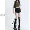 Shorts de Mezclilla Negros para Mujer Cintura Alta 2025 Nuevos de Primavera y Otoño Adelgazantes de Corte A Chicas Calientes Explosiones Pantalones Cortos Calientes Americanos para Mujer
