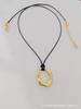 Collar de cuerda de cera ovalada geométrica simple para mujer, joyería transfronteriza europea y americana, collar con colgante hueco irregular con personalidad