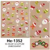 Redanco5D Embutido Popular Adesivos para Nail Art Série de Natal Boneco de Neve de Natal Adesivos Estéreo para Unhas He1352