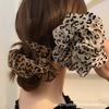 Moda Europea y Americana Nueva Malla Flocado Leopardo Anillo para el Cabello de Intestino Grande Accesorios para el Cabello Punto de Leopardo Bola de Cola de Caballo Cuerda para Atar el Cabello