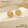 Pendientes Redondos de Acero Inoxidable con Chapado en Oro de 18K, Resistentes al Desgaste, Estilo Europeo y Americano, Sencillos y de Moda, Luz de Lujo para Mujer, Venta al por Mayor