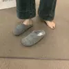 Sapatos Birkenstock de lã cinza estilo retrô floresta para mulheres, calçados de outer wear para outono e inverno, novo modelo slip-on 2026, pantufas de meia com forro de fleece