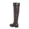 34-50 Yardas Transfronterizas Tallas Grandes Botas de Caballero Color Sólido Cremallera Trasera Suela de Goma Suave Tacón Medio Botas Largas Otoño Invierno Botas de Cuero para Mujer