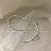 Estilo Doce e Cool Único com um Toque de Luxo, Corrente de Clavícula de Luxo Leve, Pingente de Zircônia Moderno e Simples, Colar de Pérola e Prata