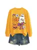 Moletom de Halloween fofo e divertido com estampa de fantasma, laço, flor, abóbora e morcego para mulheres, para Amazon, Wish e lojas independentes