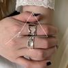 Anillo de Corazón Asimétrico Calado Dulce y Cool para Mujer, Borde Ancho Geométrico, Moderno Elegante, Anillo Abierto para Dedo Índice Plateado en Plata S925, Trendy