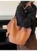 Bolsa de Ombro Tecida Grande Capacidade para Mulheres Outono/Inverno 2025 Nova, Estilo Preguiçoso com Textura, Bolsa Tote para o Dia a Dia, Transfronteiriça, para Sogra