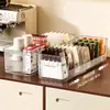 Caja de Almacenamiento para Tazas de Té de Escritorio, Retráctil con Divisores, Portátil, Multifuncional, Portavasos para Tazas de Té y Vasos de Papel para Barra de Casa