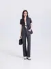 Conjunto de Dos Piezas para Mujer: Blazer Gris de Manga Corta con Cuello Pequeño de Traje y Pantalones de Traje para Verano, Viajes de Negocios, Venta al por Mayor Transfronteriza, Ropa de Trabajo