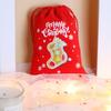 Bolsa de tela roja en stock al por mayor bolsa de regalo de Navidad bolsa de embalaje de fruta segura de Navidad bolsa de cordón de franela de caja ciega