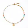 Collar de cuentas de piedra natural brillante estilo chica dopamina de verano con concha de colores cadena de cuello plegable elegante exquisita