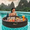 Bandeja flutuante para piscina e fonte termal, cesta redonda de rattan em formato de coração, adequada para pousadas, hotéis e vilas, com porta-copos e bandeja de café da manhã