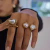 Anillo de Perla Imitación Barroca Jieding Acero de Titanio Sin Decoloración Joyería para Manos Lujo Accesible Acero Inoxidable de Gama Alta Joyería de Otoño e Invierno para Mujeres