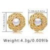 Aretes de perlas color chapado en oro real que conserva el color abalorios retro franceses elegantes hebilla para la oreja diseño de estrella de mar joyería enrollada hecha a mano