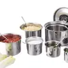 Taza de condimento de acero inoxidable 304 con tapa, caja de condimentos para hotel, frasco de almacenamiento de chile para cocina, frasco de condimentos, recipiente para condimentos, recipiente de cuenco de acero
