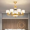 Nuevo Candelabro de Jade de Cobre Puro Estilo Chino Lámparas Domésticas para Sala de Estar Dormitorio Edificio de Recambio Villa Vestíbulo Lámpara de Piedra