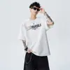 Camiseta de Algodão Puro de Manga Curta para Homens, Moda Ins Americana de Rua para o Verão, Camiseta Versátil de Manga Meia para Casais, Tops Casuais