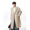 Novo Casaco Trench Masculino de Botão Duplo Outono 2026, Estilo Coreano Moda Tendência Solto Longo Acima do Joelho Casaco Masculino