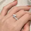 Anel Vertical Listrado Escovado Cravejado com Diamantes em Prata de Lei S925, Estilo Coreano e Japonês, Simples e Fashion, Adequado para Uso Diário, Anel Aberto Versátil