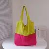 Nueva Bolsa de Compras Plegable de Gran Capacidad, Ultraligera, Bloques de Color, Bolso de Hombro Moderno y de Moda, Bolsa de Mano para Compras en el Supermercado