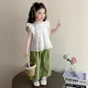 Conjunto de Verão 2026 para Meninas Novo Estilo Doce e Estiloso Camisa de Boneca para Meninas, Conjunto de Verão de Duas Peças da Moda para Crianças