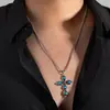 Amazon Transfronterizo Popular Diseño de Moda Collar con Colgante Cruzado de Dos Tonos Cadena de Clip de Papel Joyería