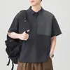 Camisa Polo de Verano Nuevo Estilo Marca Trendy Retro Japonés Casual Holgada Top para Hombre con Diseño de Bolsillo Decorativo
