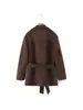 Ropa Nueva para Mujer Otoño e Invierno 2025 Europea y Americana Transfronteriza Moda Europea y Americana Gabardina con Cuello de Solapa de Gamuza con Cinturón para Mujer