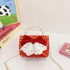 Bolsa de Ano Novo Infantil Estilo Ocidental Desenho Animado Lantejoula Laço Mini Bolsa de Mão Pérola Chanel Bolsa Transversal de Ano Novo