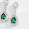 Pendientes de Plata S925 de Alta Venta Transfronteriza, Super Brillantes, Esmeralda Cultivada, Pendientes de Gota de Agua de Lujo Accesible de Moda para Mujer