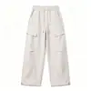 Ropa Nueva para Mujer Otoño e Invierno Algodón Color Oro Titanio Costura Lateral Adelantada Adelgazantes Versátiles Pantalones Cargo Cintura Media Pierna Recta Pierna Ancha Pantalones de Mujer