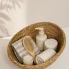 Cesta de Paja Hecha a Mano Cesta de Almacenamiento Organizador de Escritorio de Cocina Cesta de Almacenamiento para Snacks y Artículos Varios del Hogar Cesta para Frutas